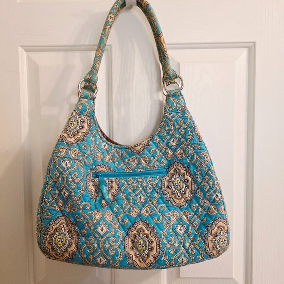 Vera Bradley Quilted Shoulder Bag – Blue & Tan Paisley Print - Picture 2 of 14
